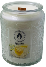 Tea Time Luce Candle with a calming chamomile fragrance.  Cuddle up with a blanket and let the aroma engulf you.
